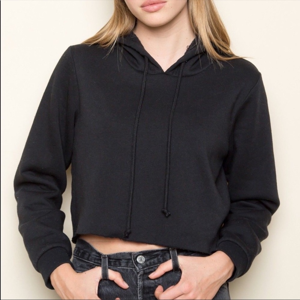 Black Brandy Melville Cropped Hoodie